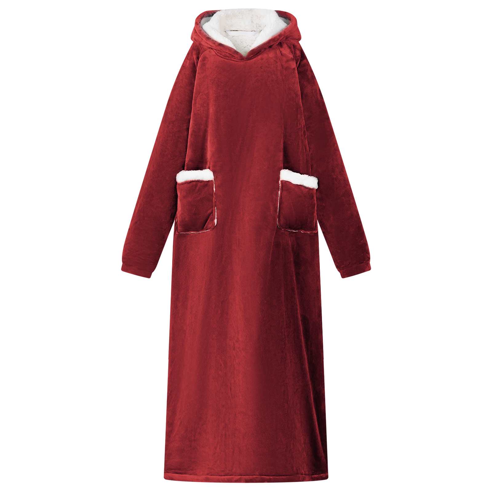 VidaXL coperta con cappuccio rosso bordeaux l in pile e flanella