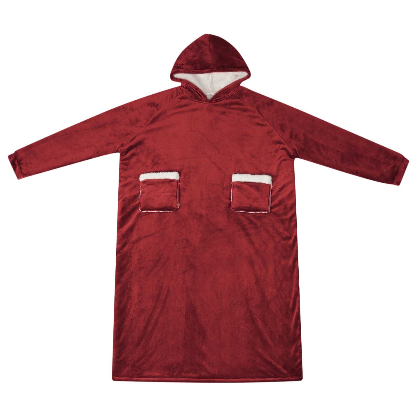 VidaXL coperta con cappuccio rosso bordeaux l in pile e flanella