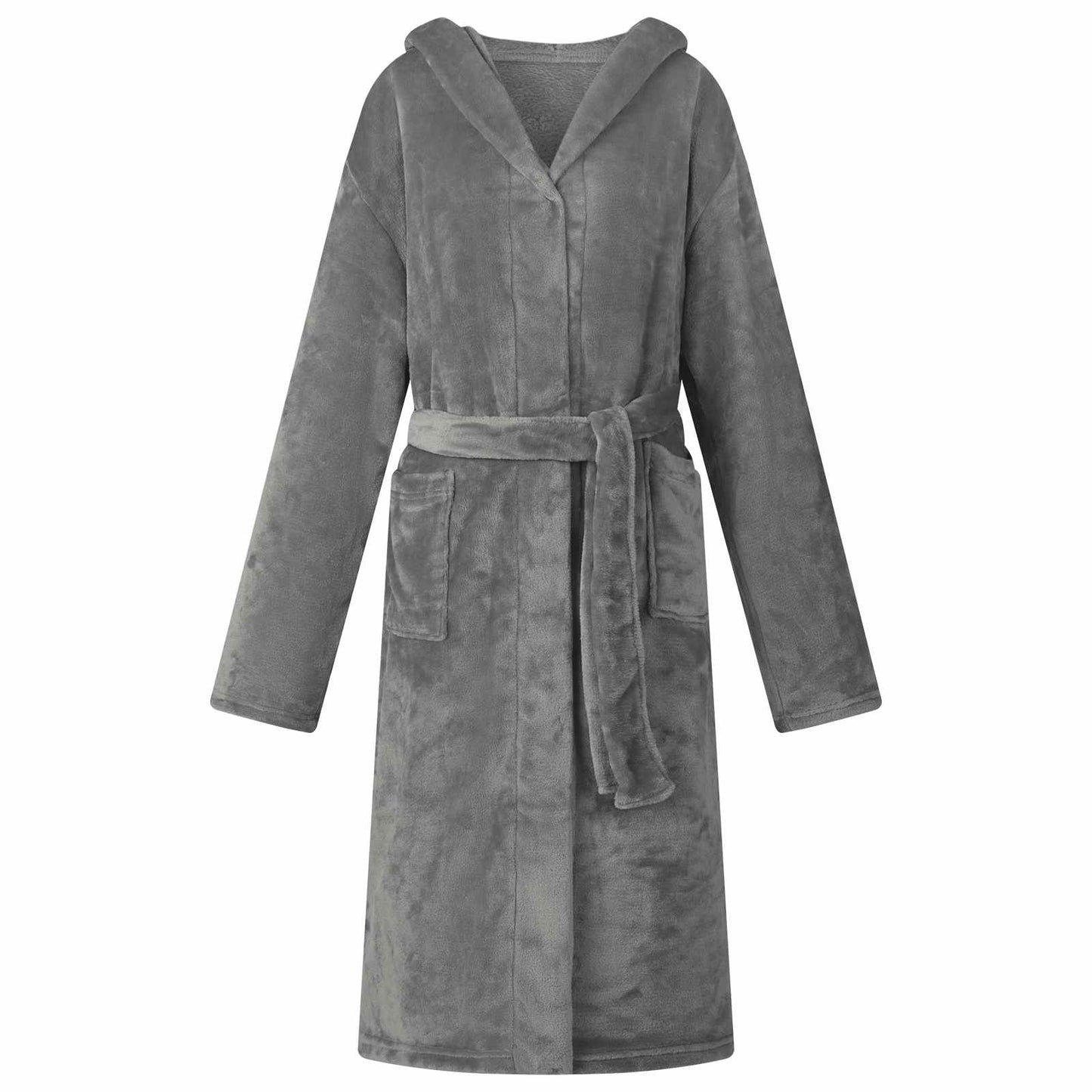 Vidaxl badjas hoodie donkergrijs xxxl flanel