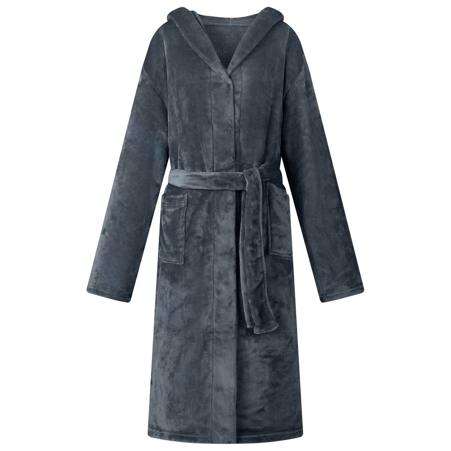 VidaXL accappatoio con cappuccio in flanella blu navy