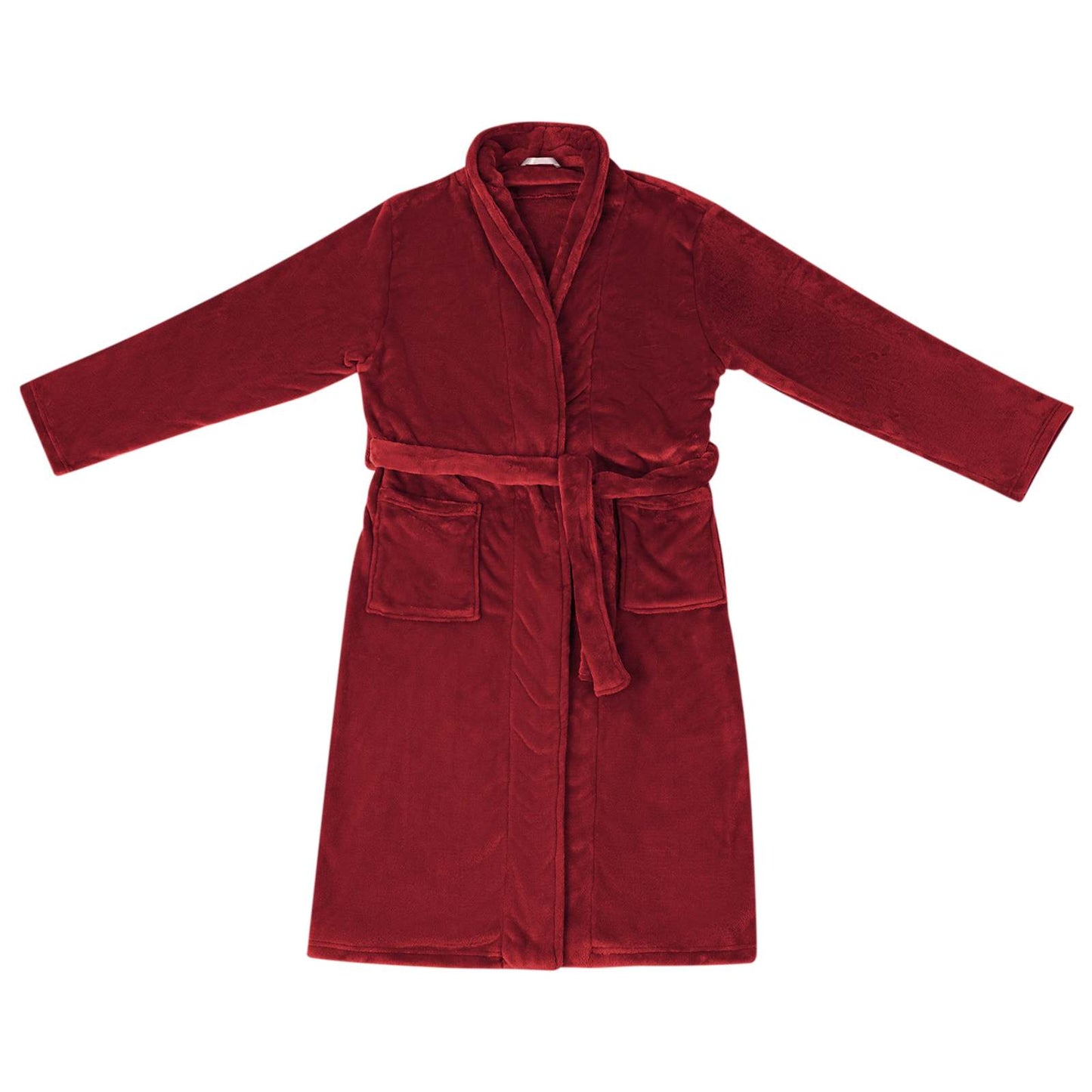 Albornoz VidaXL sin capucha franela rojo burdeos XXXL