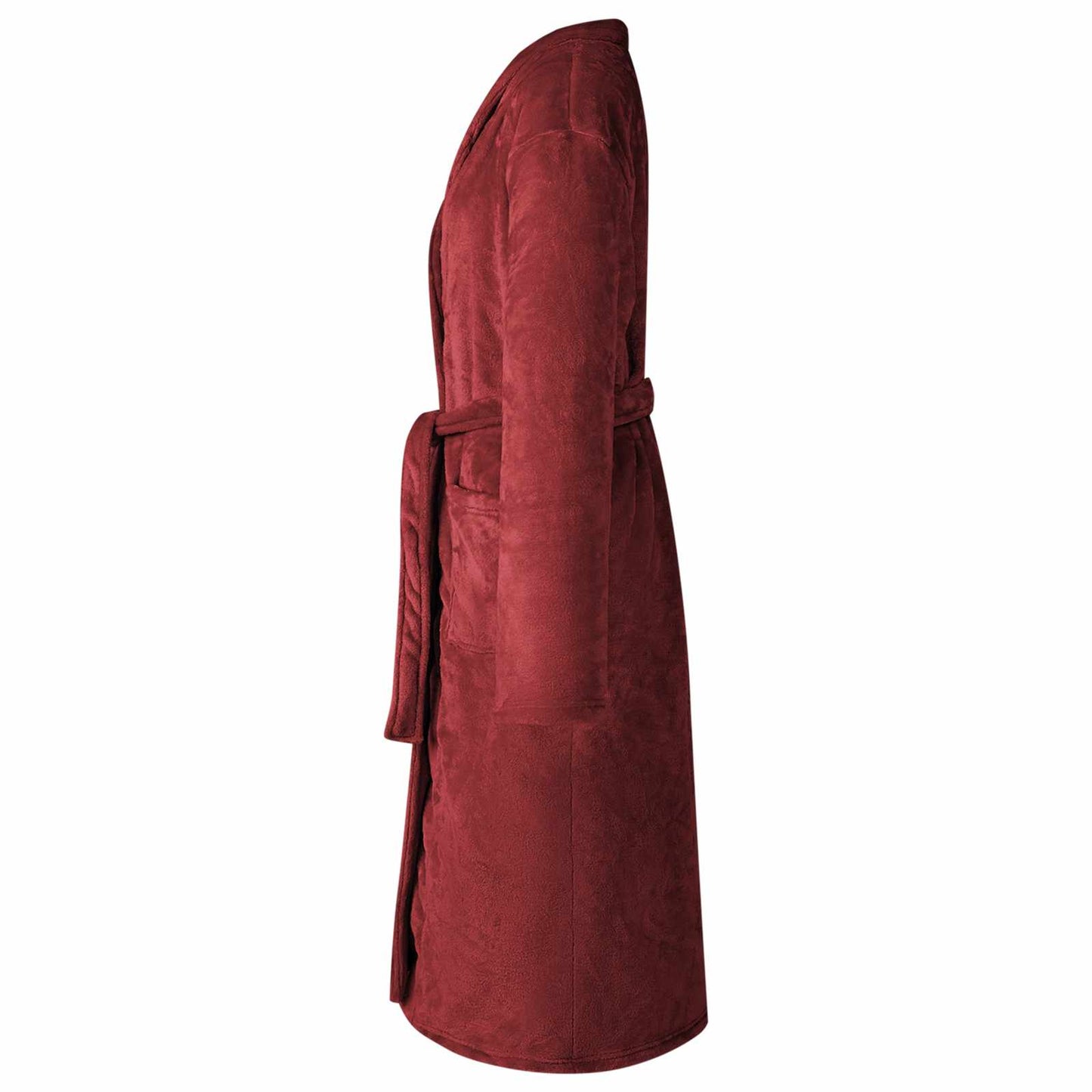 Albornoz VidaXL sin capucha franela rojo burdeos XXXL