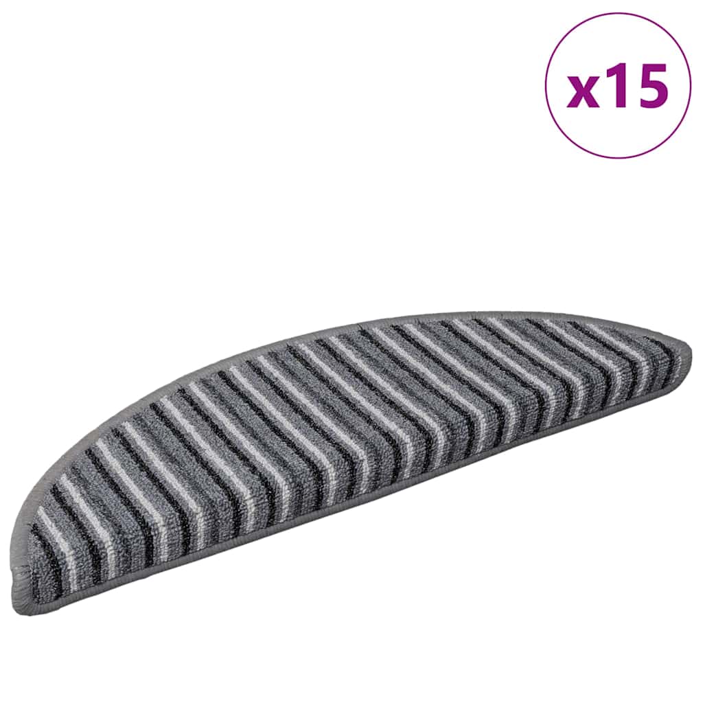 Tappetini per scale autoadesivi Vidaxx 15 pezzi grigi 56 x 17 x 3 cm