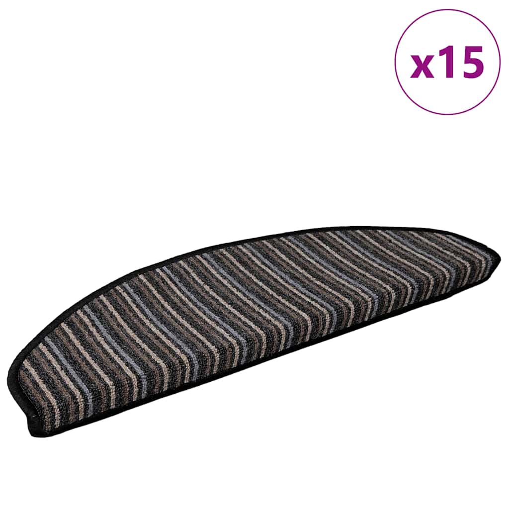 Tappetini per scale autoadesivi Vidaxx 15 pezzi antracite 65 x 21 x 4 cm