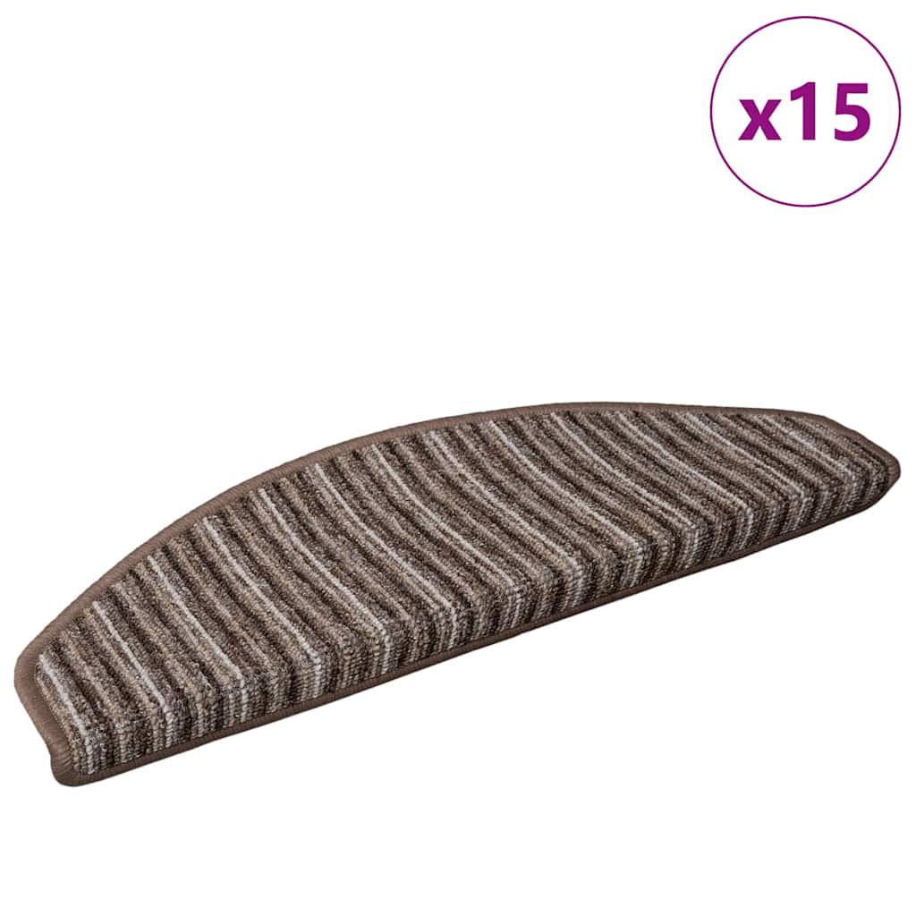 Tappetini per scale autoadesivi Vidaxx 15 pezzi marrone 65 x 21 x 4 cm