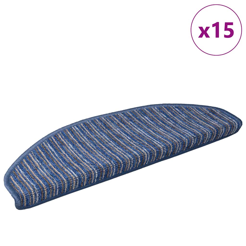 Tappetini per scale autoadesivi Vidaxx 15 pezzi blu 65 x 21 x 4 cm