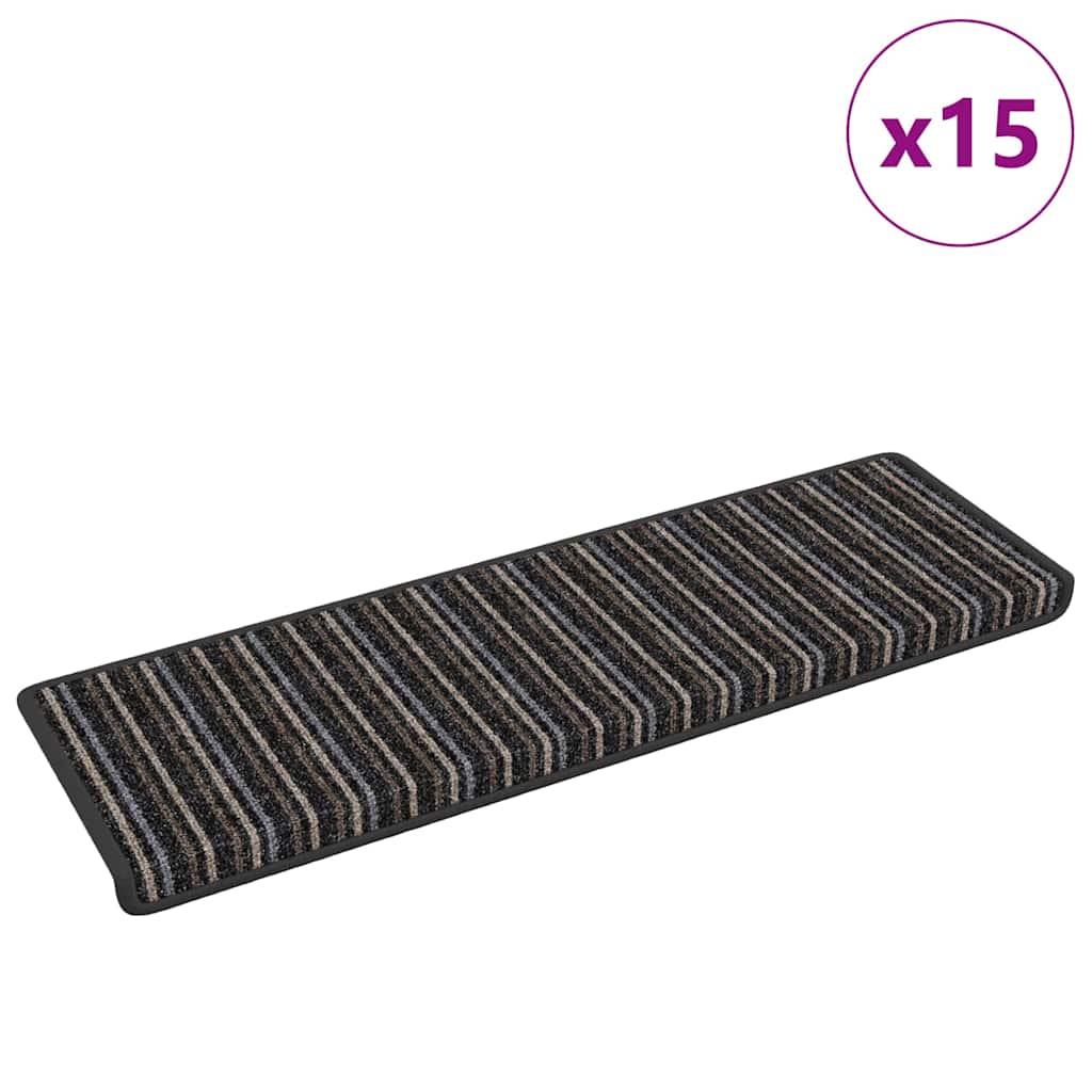 Tappetini per scale autoadesivi Vidaxx 15 pezzi antracite 65 x 21 x 4 cm
