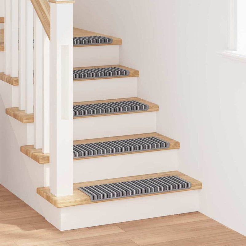Vidaxx Tappetini per scale autoadesivi a righe 15 pezzi grigi 65 x 21 x 4 cm
