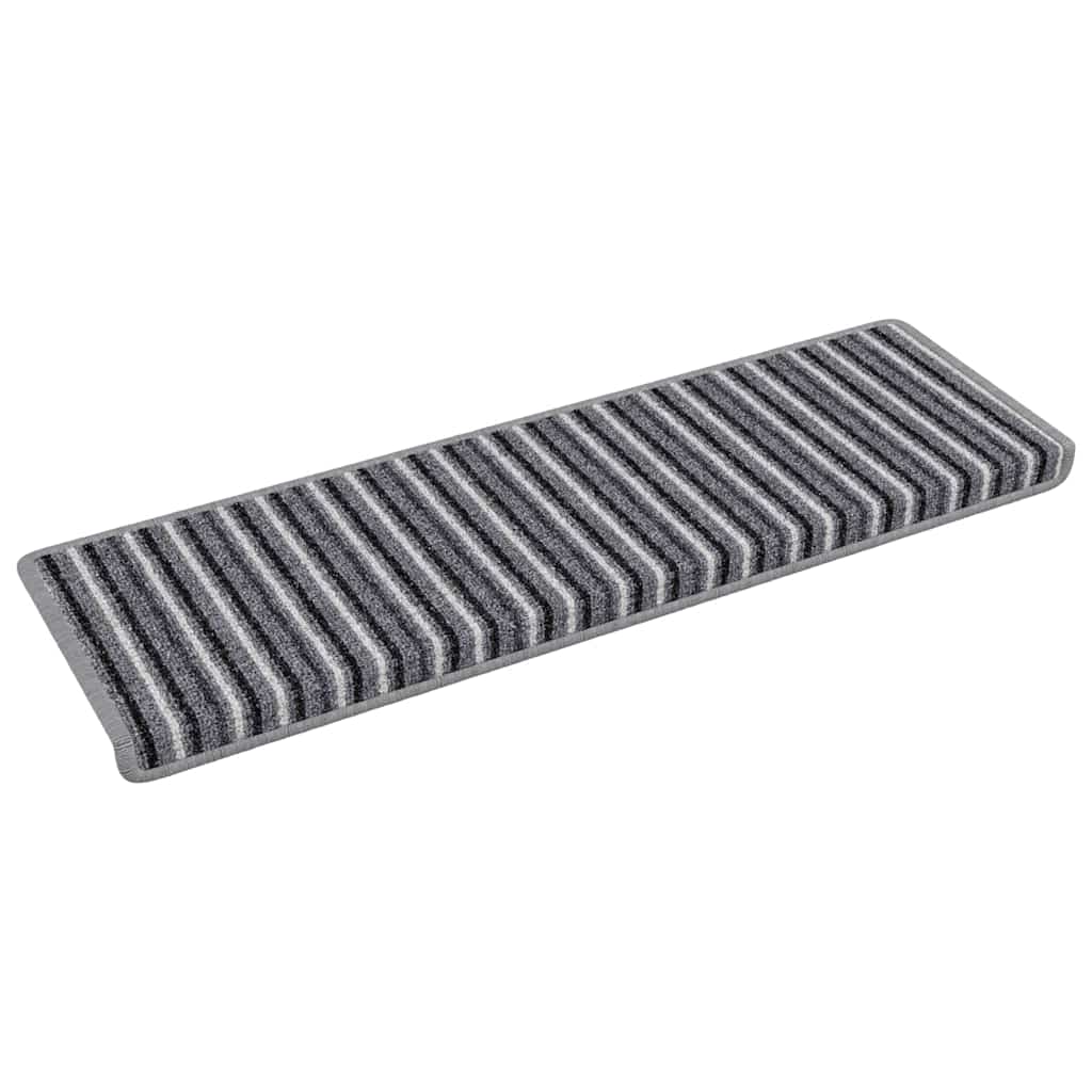 Vidaxx Tappetini per scale autoadesivi a righe 15 pezzi grigi 65 x 21 x 4 cm