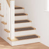 Vidaxl alfombras de escalera autoadhesivas a rayas 15 piezas marrón 65 x 21 x 4 cm