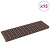 Vidaxl alfombras de escalera autoadhesivas a rayas 15 piezas marrón 65 x 21 x 4 cm