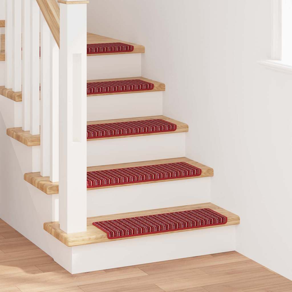Vidaxx Tappetini per scale autoadesivi a righe 15 pezzi rossi 65 x 21 x 4 cm