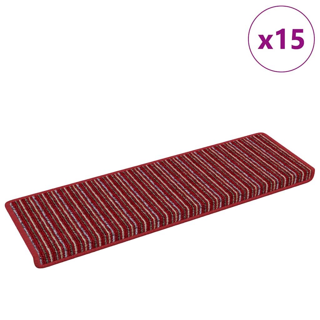 Vidaxx Tappetini per scale autoadesivi a righe 15 pezzi rossi 65 x 21 x 4 cm