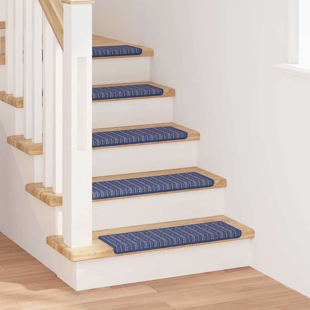 Vidaxx Tappetini per scale autoadesivi a righe 15 pezzi blu 65 x 21 x 4 cm