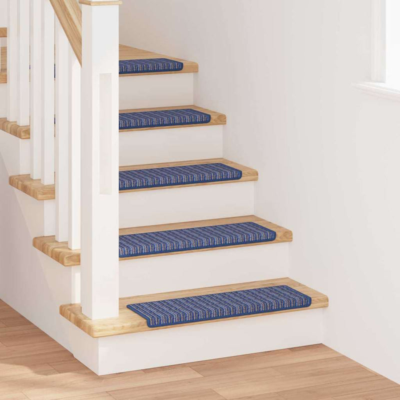 Vidaxx Tappetini per scale autoadesivi a righe 15 pezzi blu 65 x 21 x 4 cm