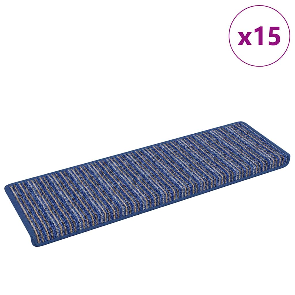 Vidaxx Tappetini per scale autoadesivi a righe 15 pezzi blu 65 x 21 x 4 cm