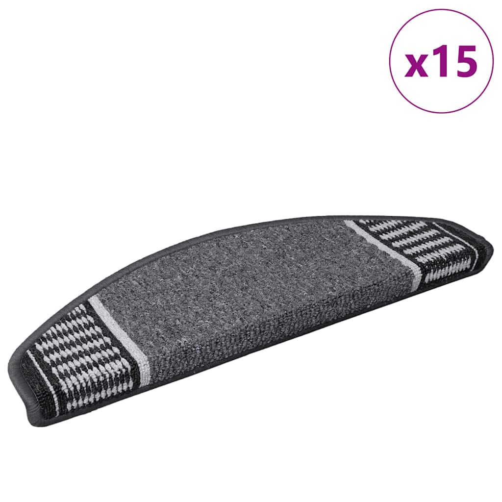 Tappetini per scale autoadesivi Vidaxx 15 pezzi antracite 65 x 21 x 4 cm