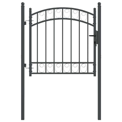 Puerta de valla Vidaxx con cerradura gris 100 x 100 cm acero con recubrimiento en polvo