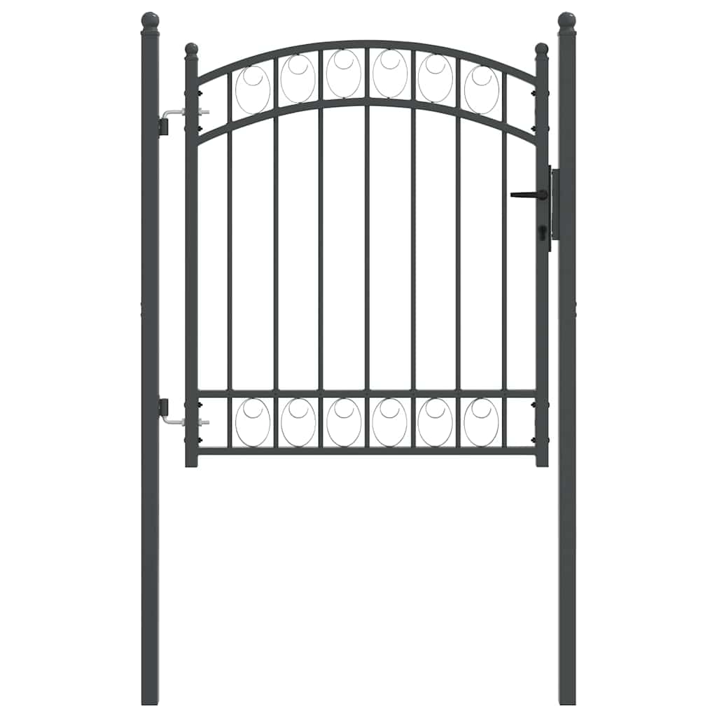 Puerta de valla Vidaxx con cerradura gris 125 x 100 cm acero con recubrimiento en polvo