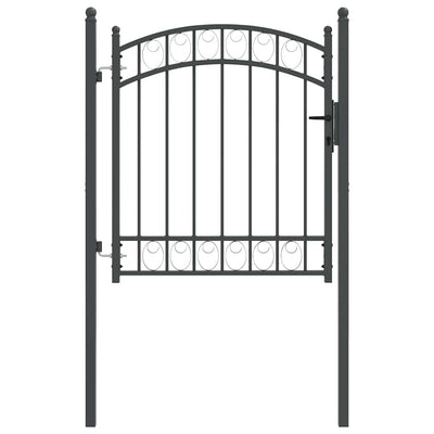 Puerta de valla Vidaxx con cerradura gris 125 x 100 cm acero con recubrimiento en polvo