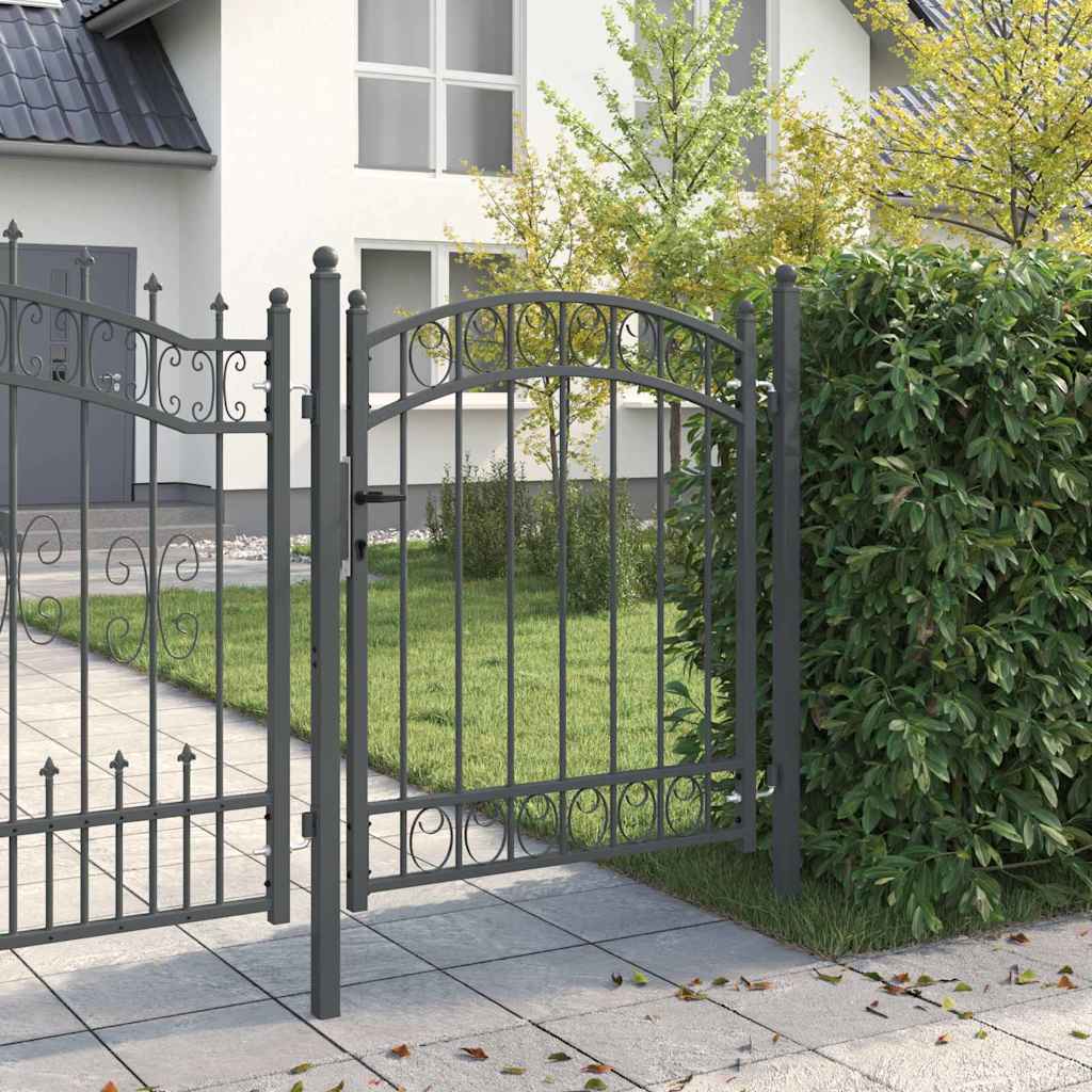 Puerta de valla Vidaxx con cerradura gris 150 x 100 cm acero con recubrimiento en polvo