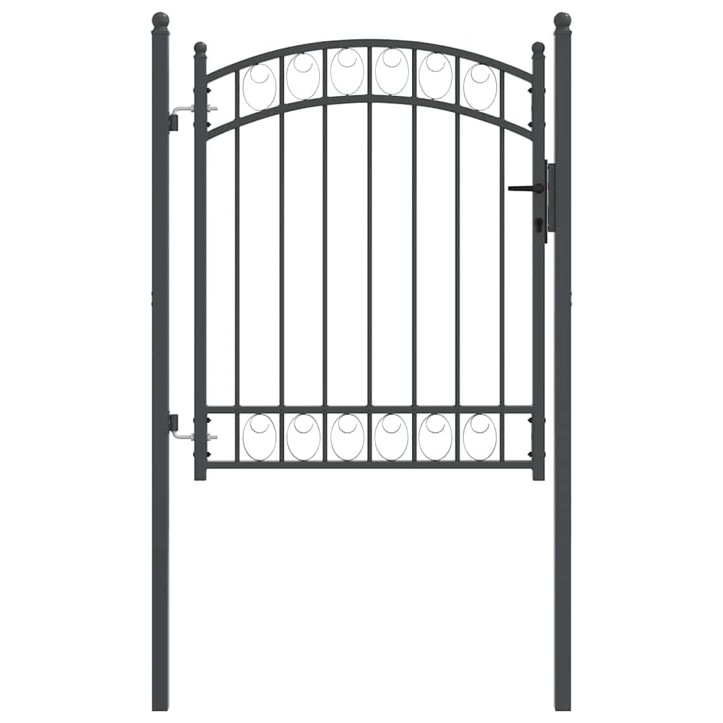 Puerta de valla Vidaxx con cerradura gris 150 x 100 cm acero con recubrimiento en polvo
