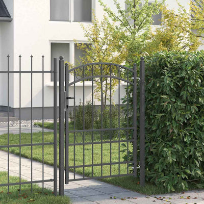 Puerta de valla Vidaxx con cerradura gris 170 x 100 cm acero con recubrimiento en polvo