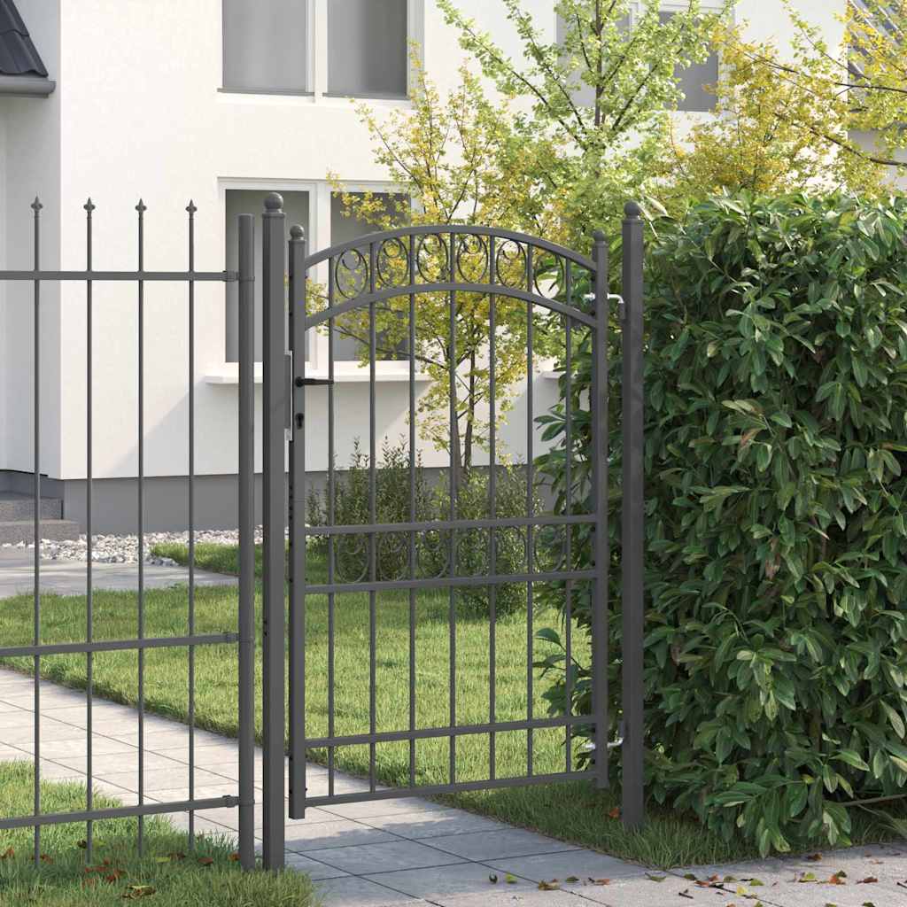Vidaxl hekpoort met slot grijs 200 x 100 cm poedergecoat staal