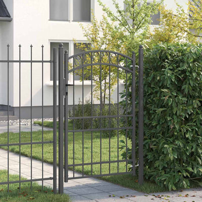 Puerta de valla Vidaxx con cerradura gris 200 x 100 cm acero con recubrimiento en polvo