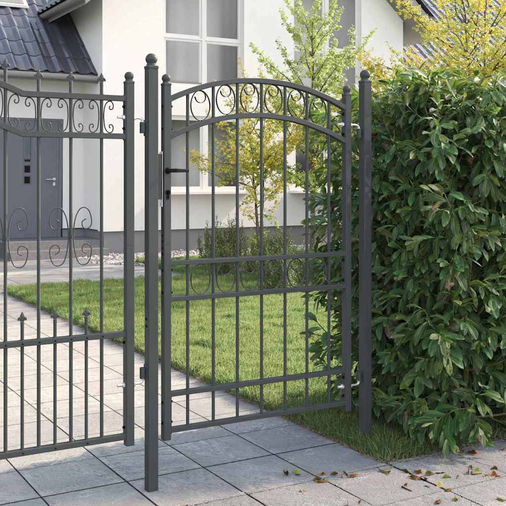 Vidaxl hekpoort met slot grijs 200 x 100 cm poedergecoat staal