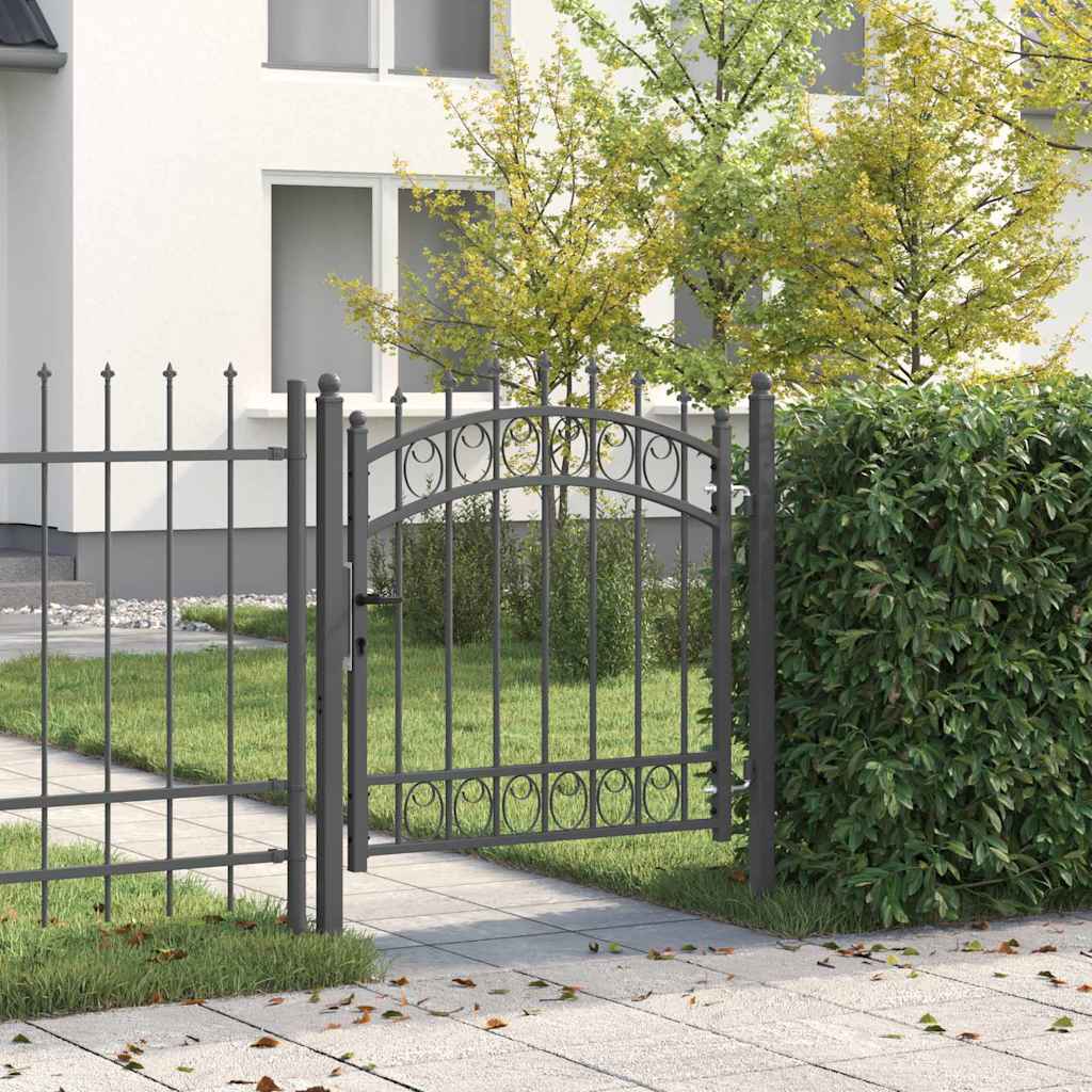 Vidaxx puerta de valla con clavos gris 100 x 100 cm acero con recubrimiento en polvo