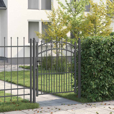 Porta per recinzione Vidaxx con chiodi grigio 125 x 100 cm in acciaio verniciato a polvere