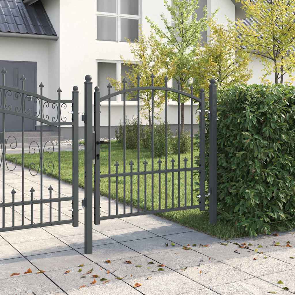 Vidaxx puerta de valla con clavos gris 100 x 100 cm acero con recubrimiento en polvo