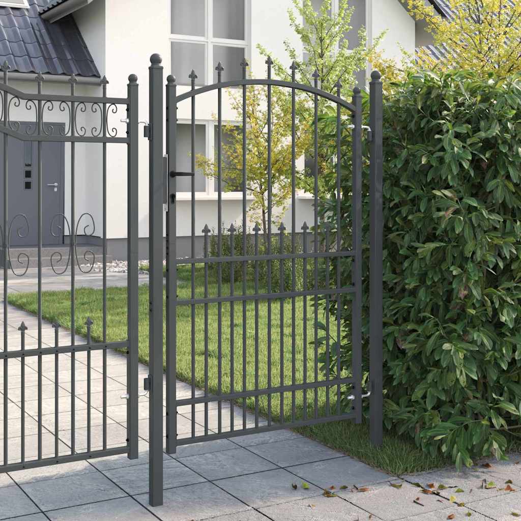 Vidaxx puerta de valla con clavos gris 200 x 100 cm acero con recubrimiento en polvo