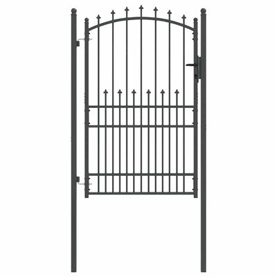 Porta per recinzione Vidaxx con chiodi grigio 200 x 100 cm in acciaio verniciato a polvere