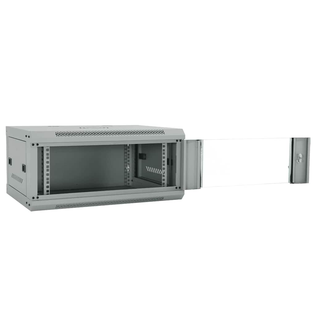 Vidaxl netwerk kabinet met opslag grijs 60 x 45 x 28 cm staal