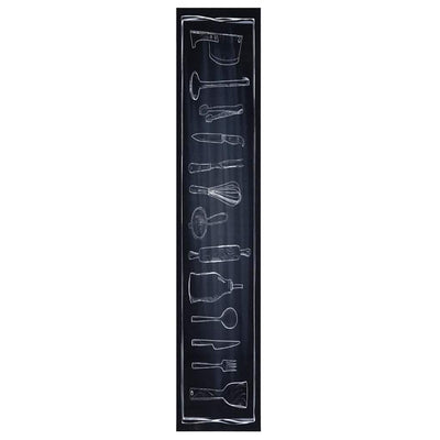 Vidaxl keuken vloerkleed zwart 300 x 60 cm fluweel