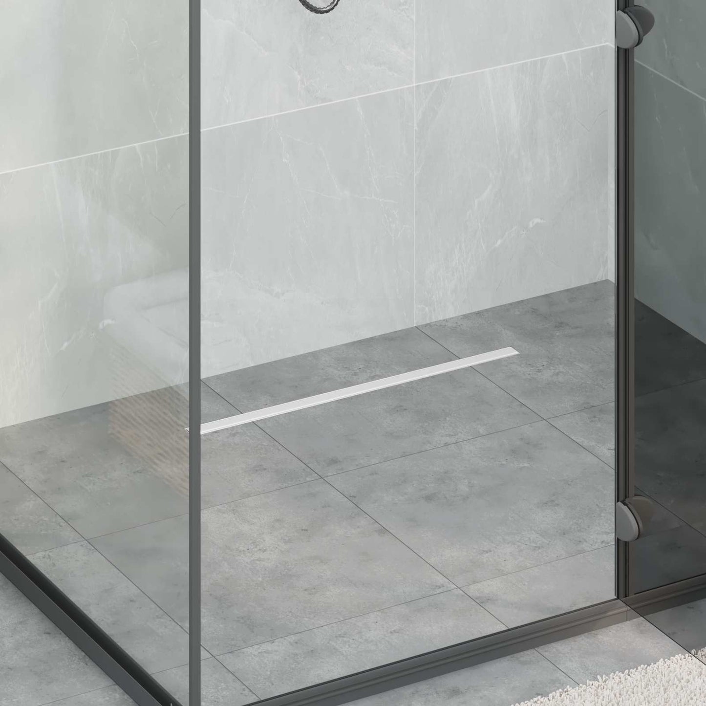 VidaXL Scarico doccia a 360° con modello slim argento 60 cm