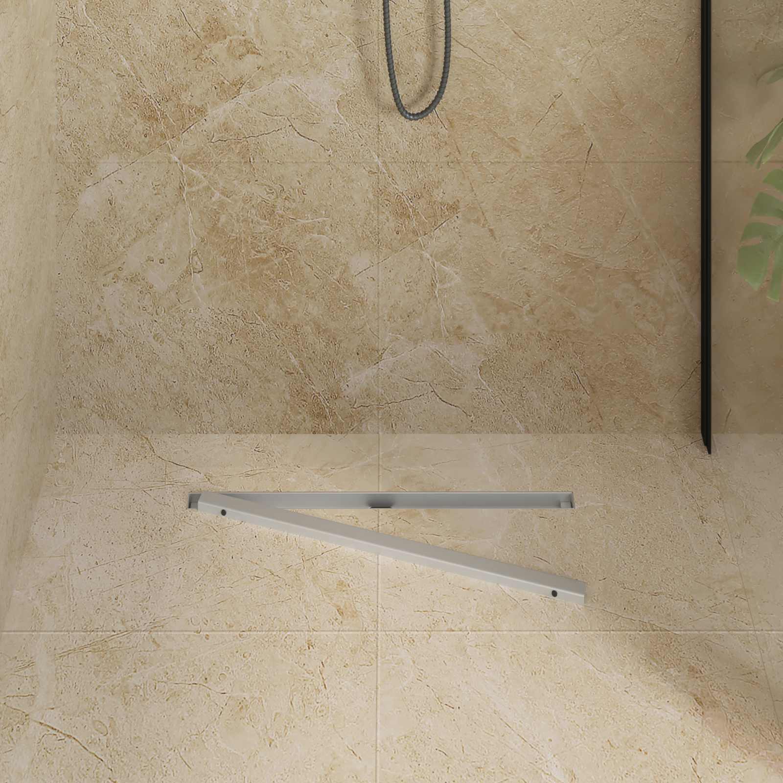 VidaXL Scarico doccia a 360° con modello slim argento 60 cm