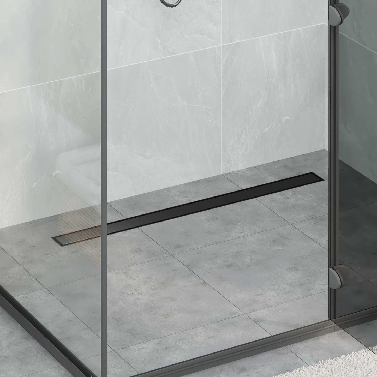 Scarico doccia Vidaxx 2 in 1 con sifone a 360° nero 90 cm