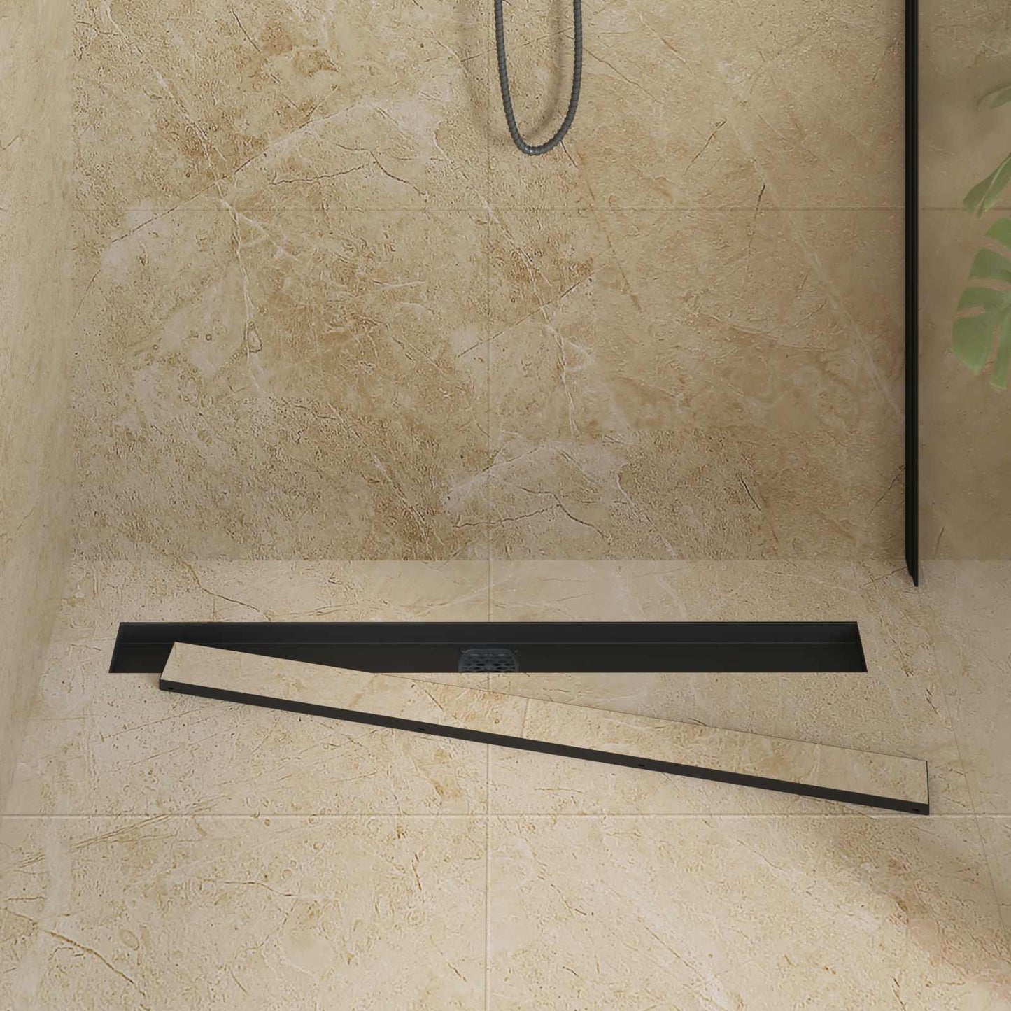 Scarico doccia Vidaxx 2 in 1 con sifone a 360° nero 90 cm