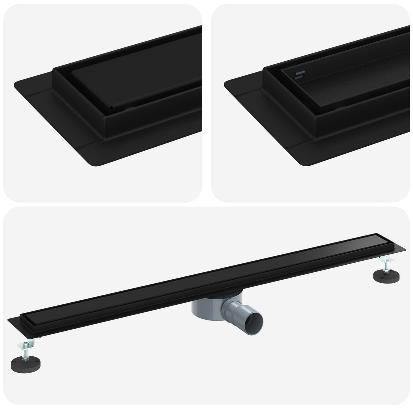 Scarico doccia Vidaxx 2 in 1 con sifone a 360° nero 90 cm