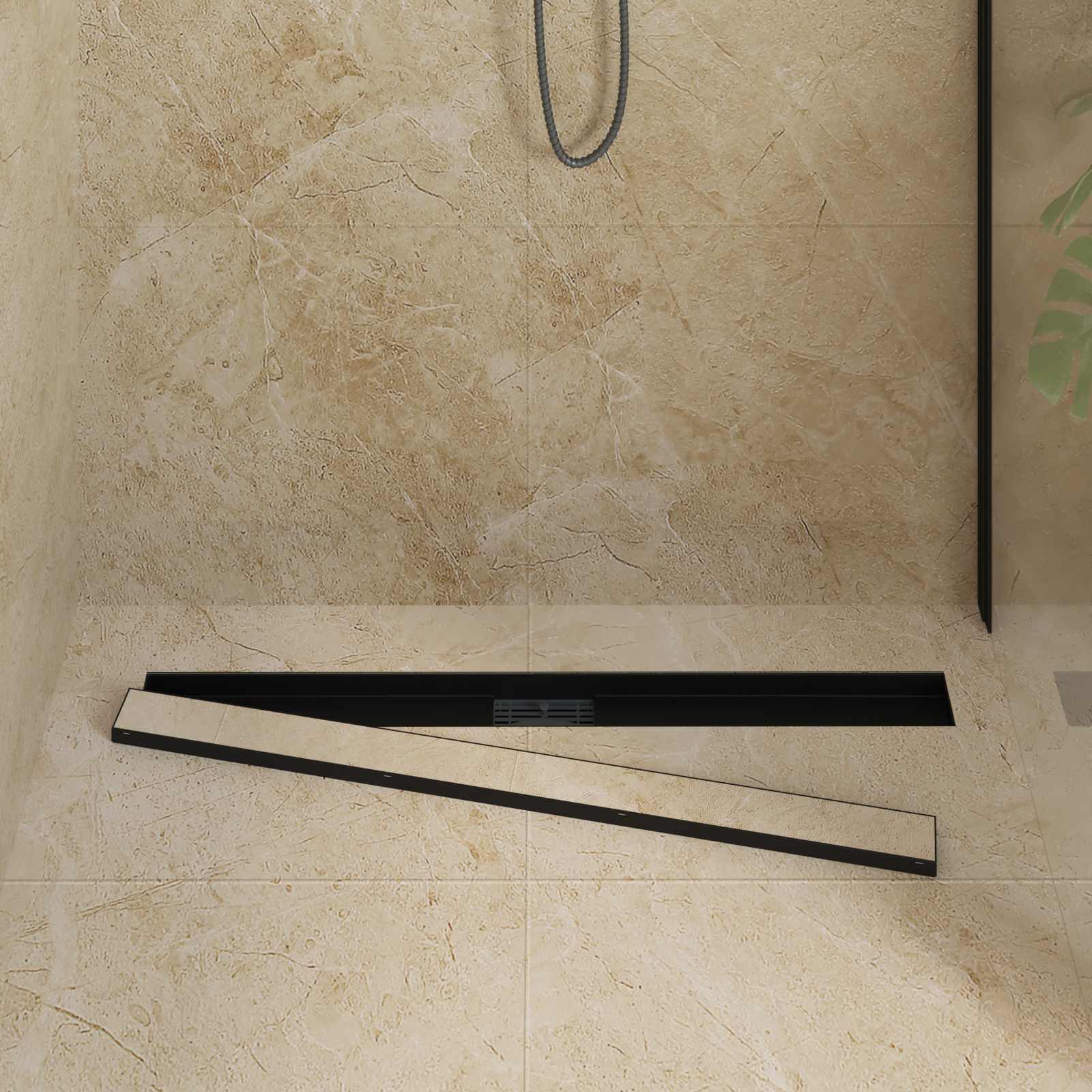Vidaxx Desagüe de ducha 2 en 1 negro 100 cm acero inoxidable 304