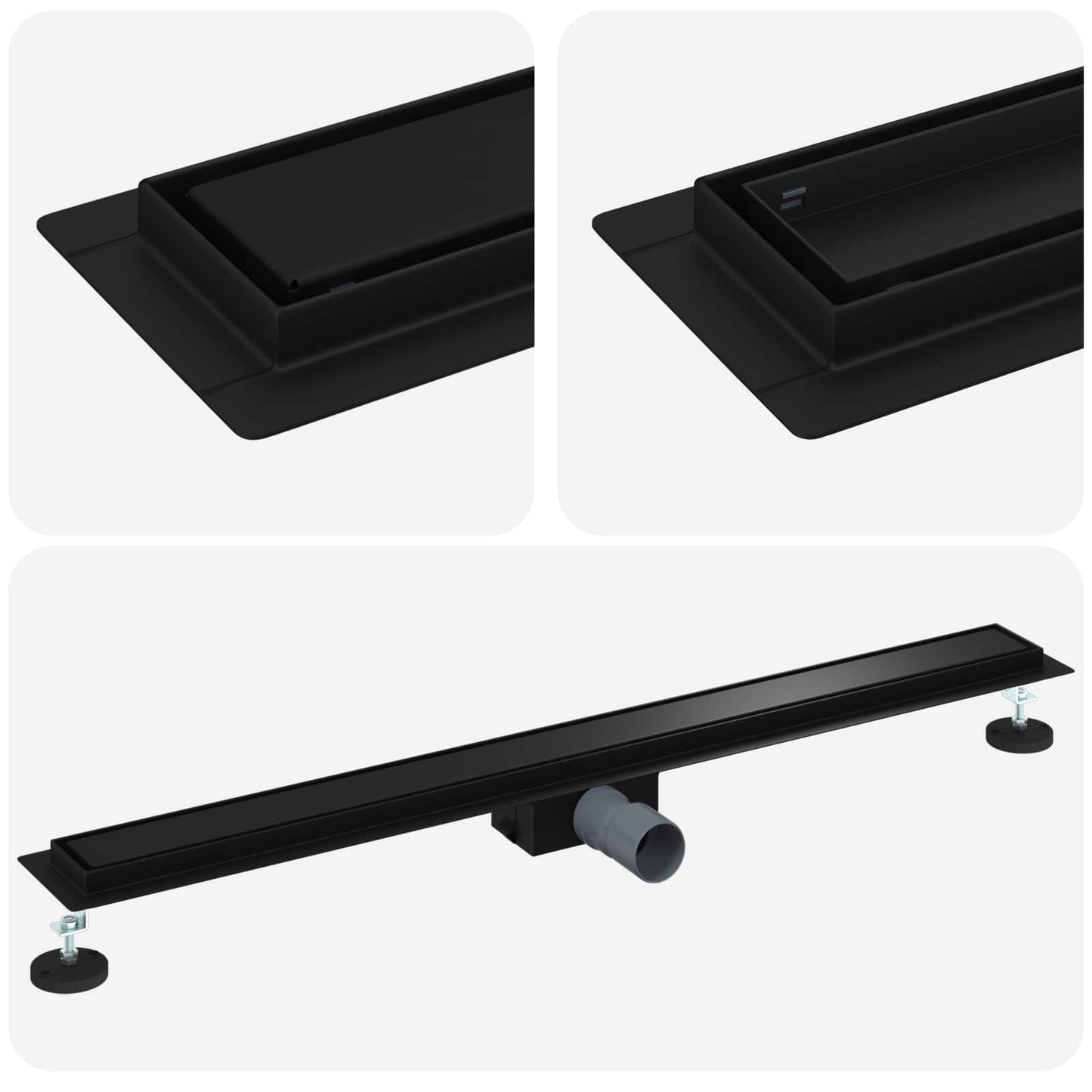 Vidaxx Desagüe de ducha 2 en 1 negro 100 cm acero inoxidable 304