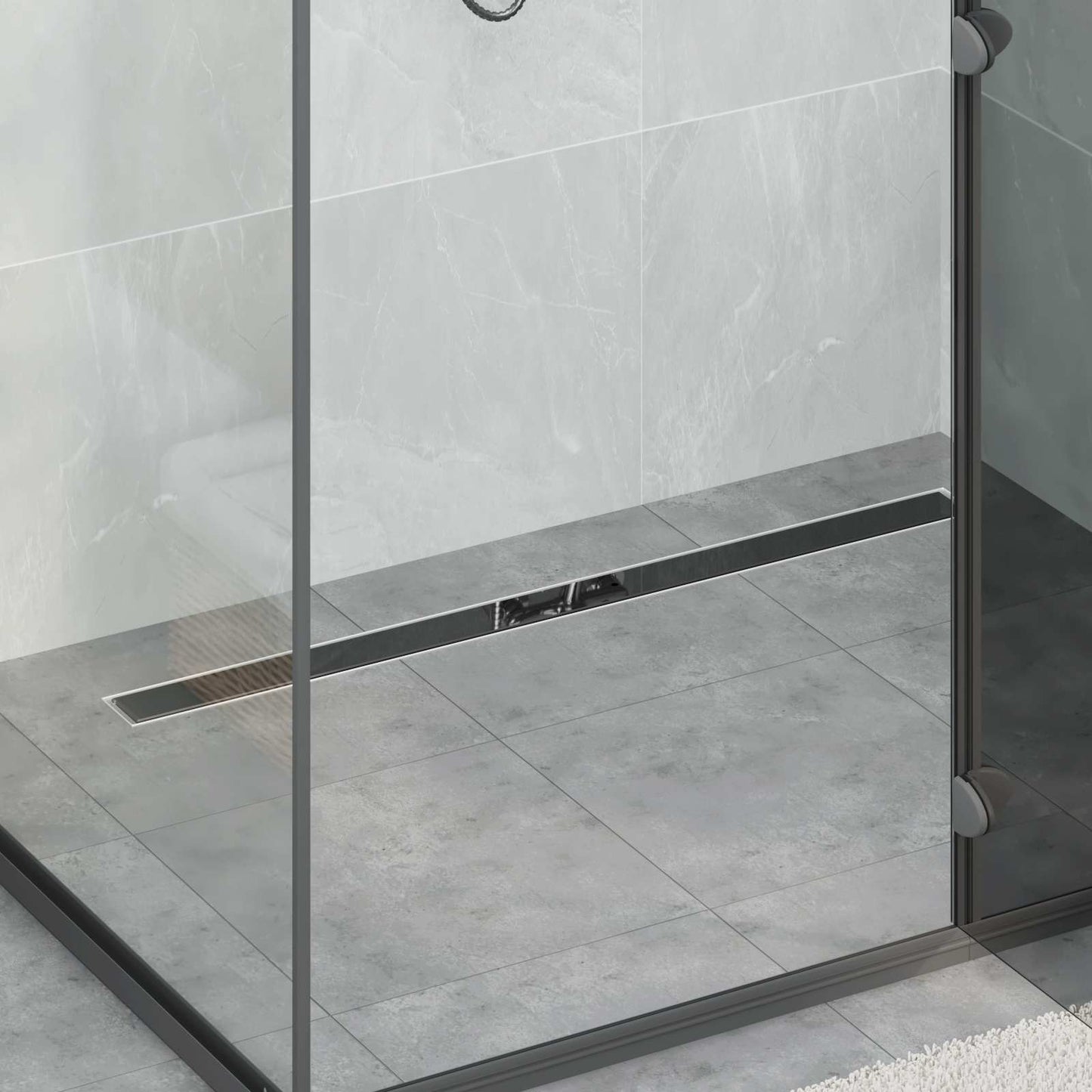 Vidaxx copertura in vetro per scarico doccia con sifone a 360° nero 100 cm