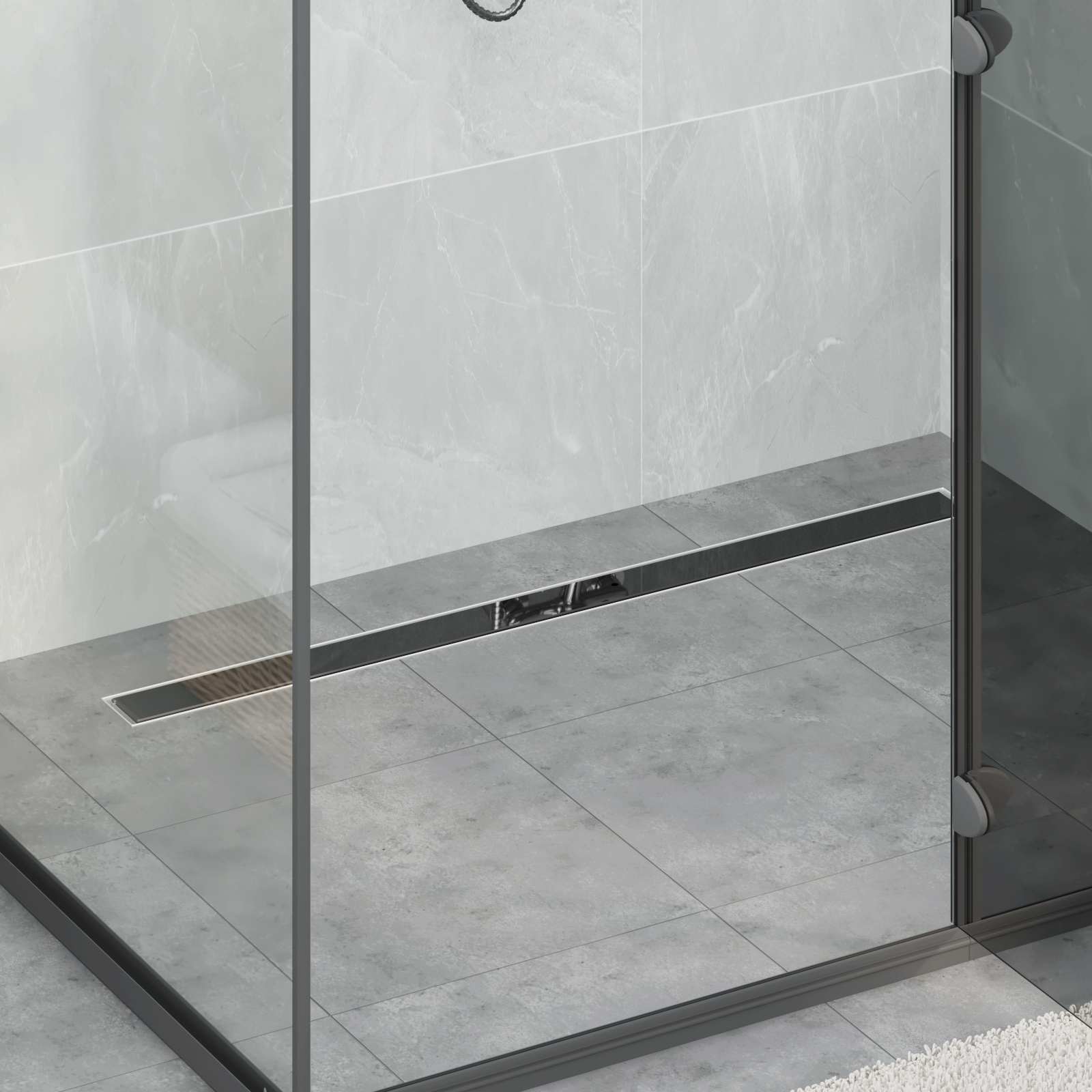 Vidaxx copertura in vetro per scarico doccia con sifone a 360° nero 100 cm