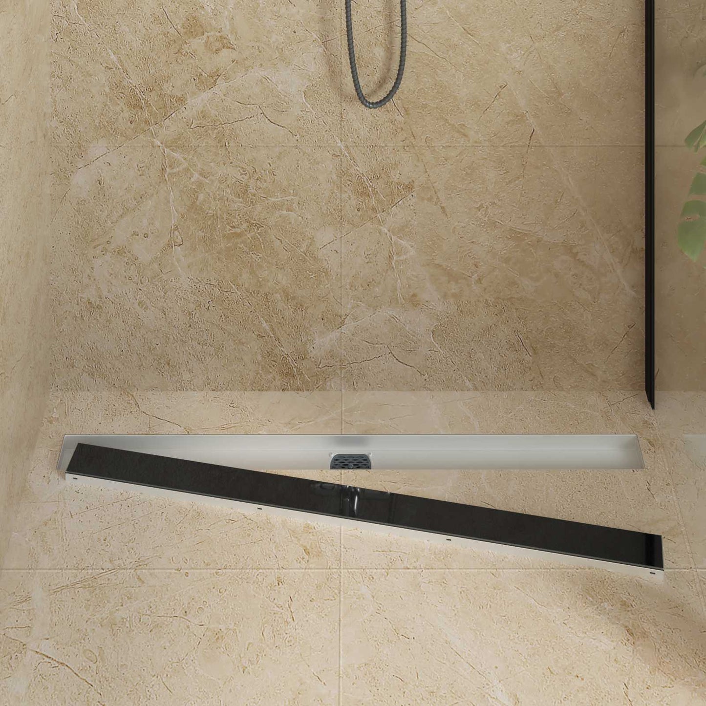 Vidaxx copertura in vetro per scarico doccia con sifone a 360° nero 100 cm