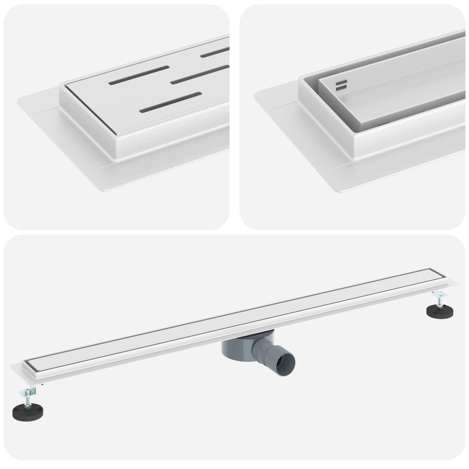 Scarico doccia Vidaxx 2 in 1 con sifone a 360° argento 100 cm