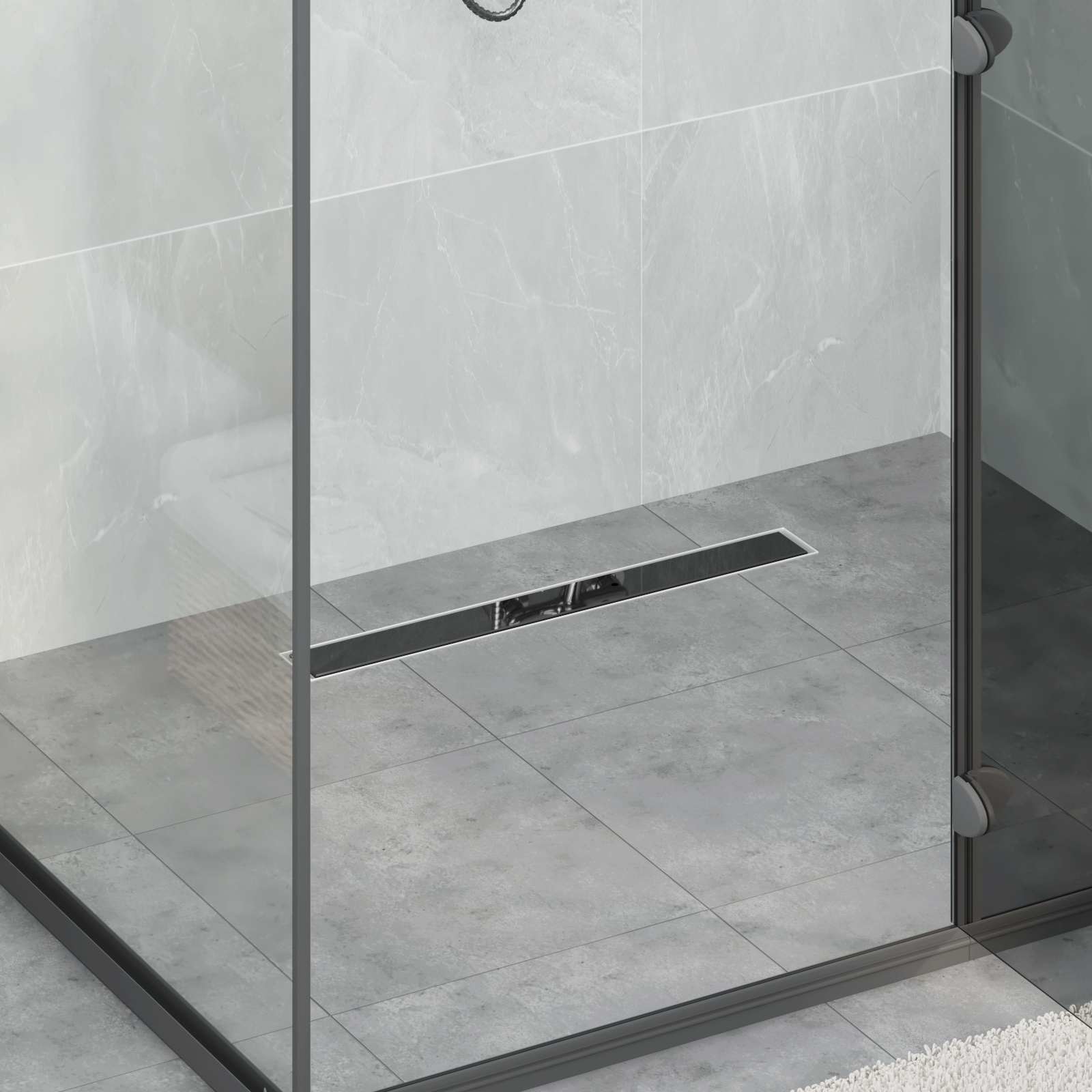Vidaxx tapa de cristal para desagüe de ducha con sifón 360° negro 60 cm