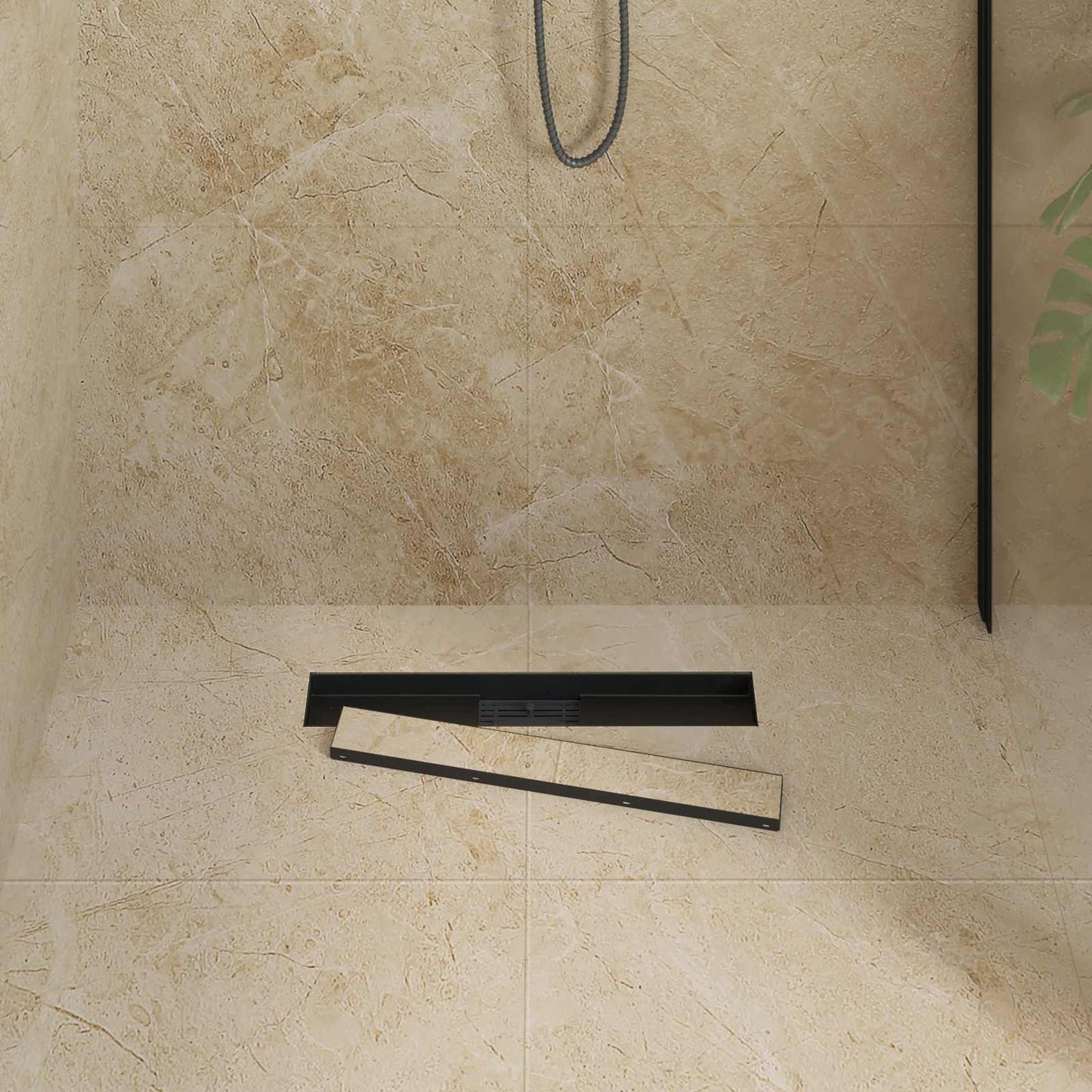 Vidaxx Desagüe de ducha 2 en 1 negro 60 cm acero inoxidable 304